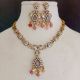 Handmade Brass Metal Jewellery Pink Pendant Necklace Set